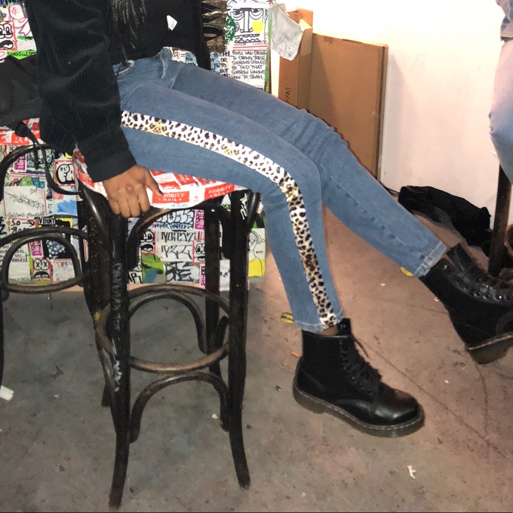 Cheetah trim pant straight cut